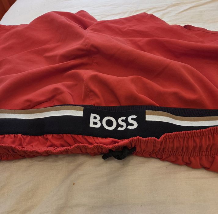 Czerwone Kąpielówki Szorty BOSS Podwójny Pas Logo XL