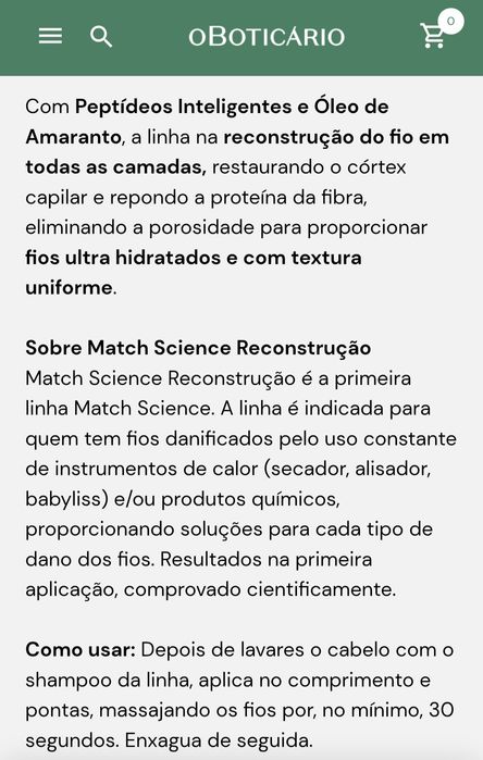 Ampola Capilar Reconstrução 30ml Boticário