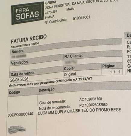 Sofá NOVO com dupla chaise longue (com fatura)