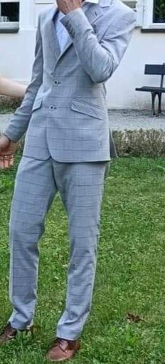Garnitur męski ślubny kratka