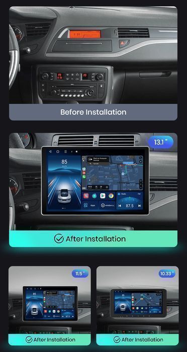 Citroën C5 (2008-2017) – Radio Android 15 13.1" CarPlay Android Auto 4GB/64GB GPS Nawigacja Stacja Multimedialna WiFi Bluetooth DSP 4G LTE PL
