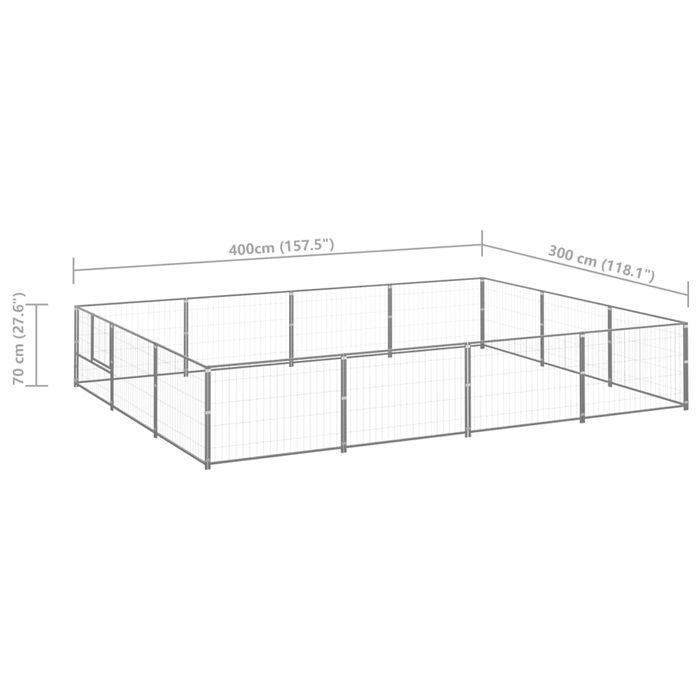 Vidaxl Kojec Dla Psa, Srebrny, 12 M², Stalowy
