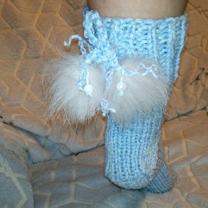 Р.37-38 Шерстяные вязаные теплые зимние носочки носки тапочки сапожки