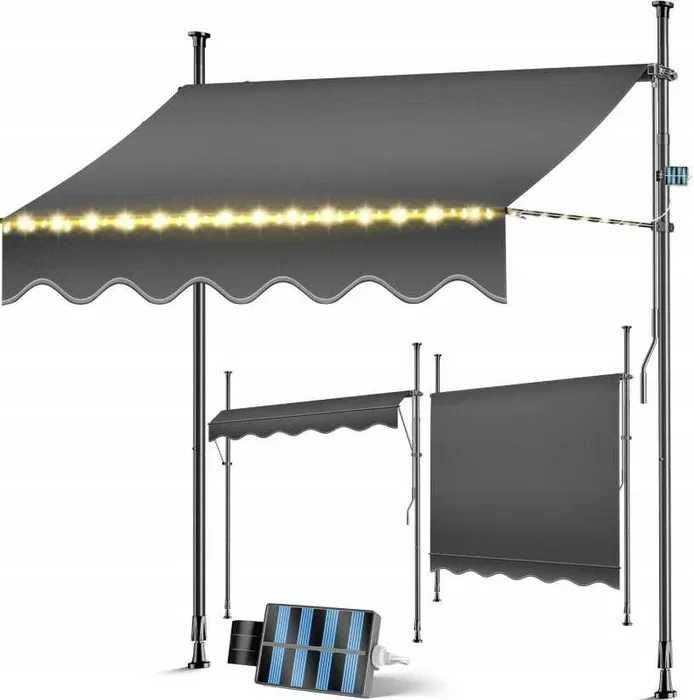 Kesser Markiza Balkonowa 350cm Zaciskowa LED bez Wiercenia UV