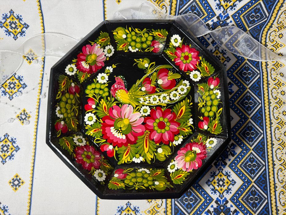 Цукерниця, фруктовниця, тарілка, посуд, петриківський розпис