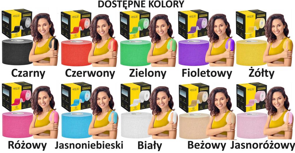 Taśma do kinesiotapingu 4FIZJO TEJPY PLASTRY Wodoodporna Tejpy TAPING