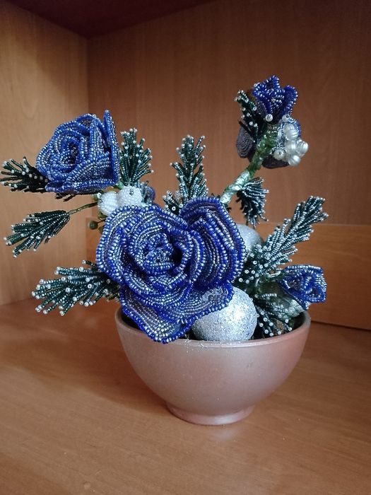 Новорічна композиція з бісеру. Ручна робота
