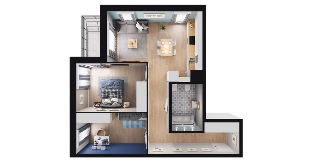 3-pokojowe mieszkanie 59 m² + balkon - Widok 3