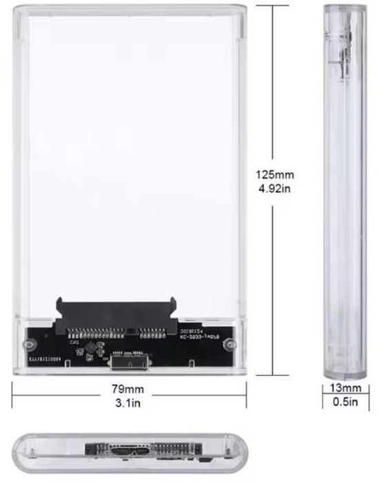 Caixa para disco externo sata ssd transparente USB e USBC