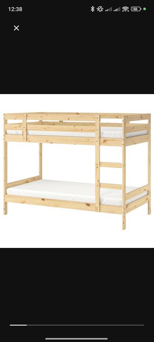 Łóżko piętrowe IKEA MYDAL 90x200 z materacami. Dwie pufy gratis!