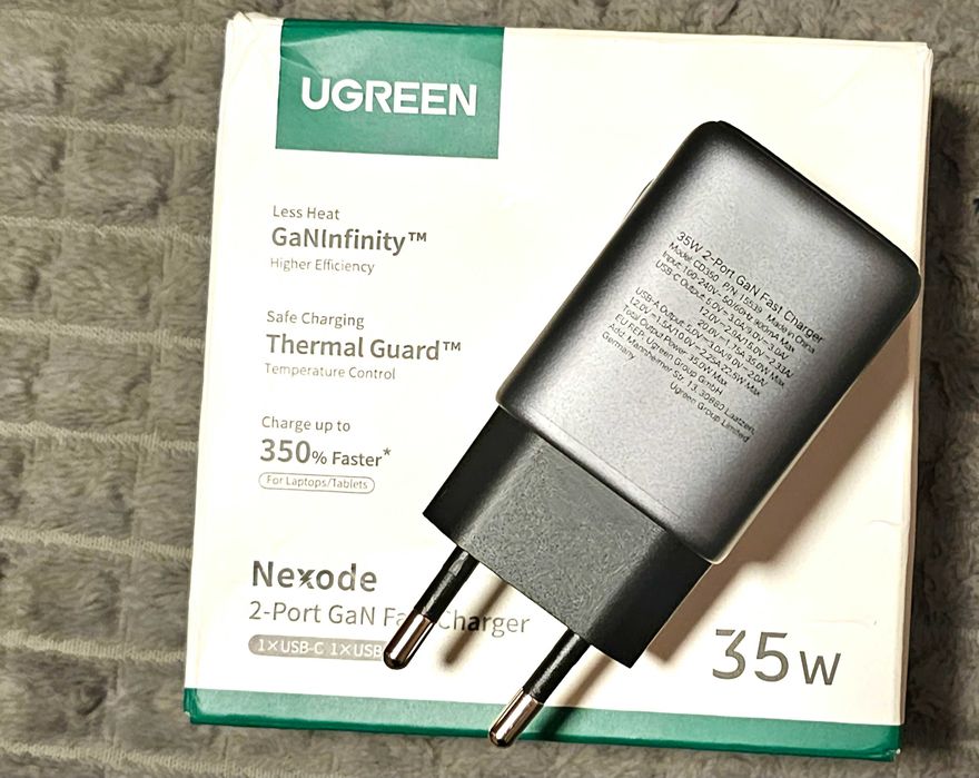 Продам ускоренную Nexod сертифицированную GaN зарядку от Ugreen 35W