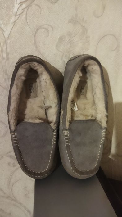 Оригінальні ugg, натуральне хутро, стильні, теплі туфлі-мокасіни