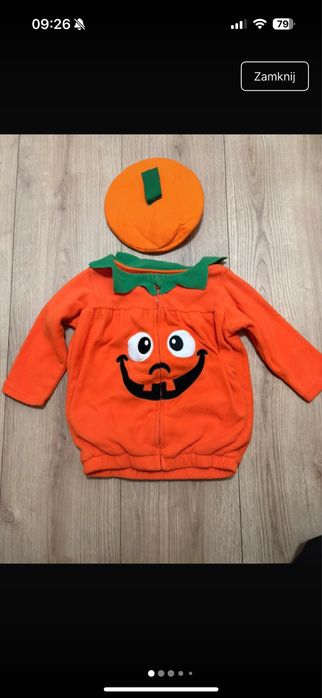 Kostium/ przebranie dynia halloween z beretem 3-4 lata