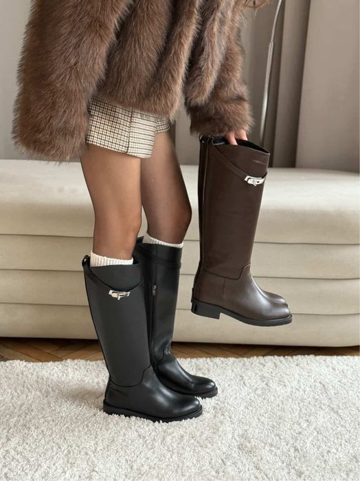 Чоботи у стилі Hermes жокейки Натуральна шкіра жокейські