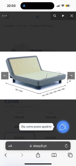 Cama ErgoBed solteiro 450 Beige com colchão