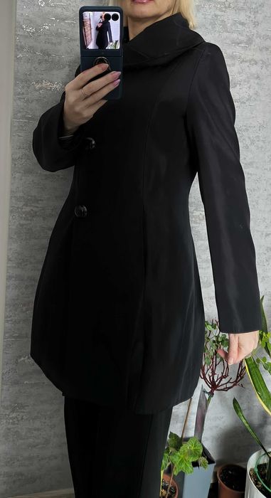 Czarny elegancki płaszcz przejściowy Nicole 38 kod961