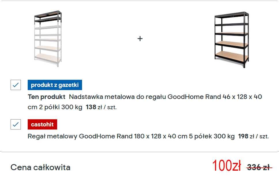 Regały metalowe GoodHome / Castorama - różne rozmiary. 6 szt.