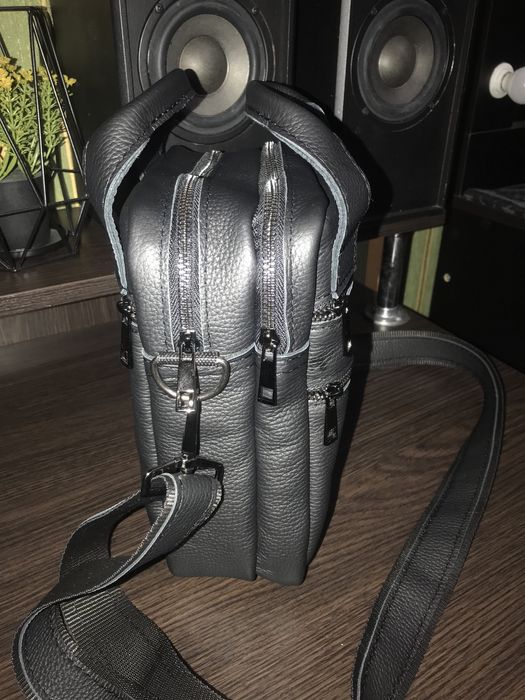 Кожаная мужская барсетка сумка. Сумочка из натуральной телячьей кожи.