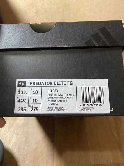 43 розмір, Бутси Adidas Predator Elite FG, Нові бутси, 10 UK