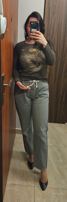 Khaki oliwkowa Bluzka longsleeve Aeronautica militare