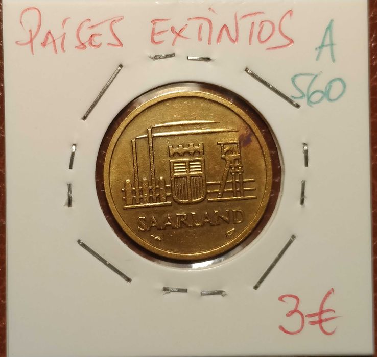 A560 moeda de 20 francos de 1954 de Saarland (Países Extintos)