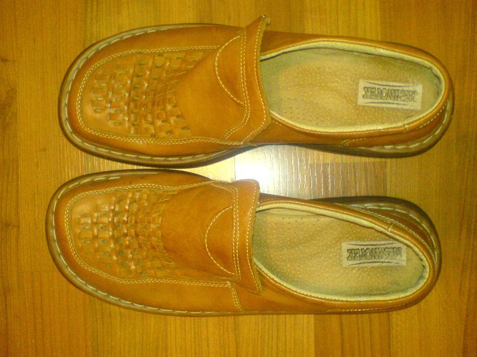 SANDAŁY półbuty Męskie Merinotex Skóra ekolo 45 jasnyorzech prawieNOWE