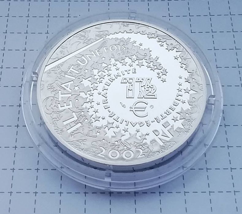 Франція 1½ євро 2002р. Персонажі казок - Білосніжка. СРІБЛО. ПРУФ.