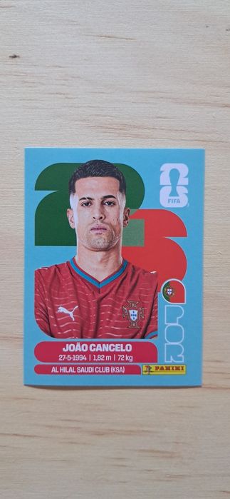 Cromo futebol de Joao Cancelo(Mundial 2026)da Panini
