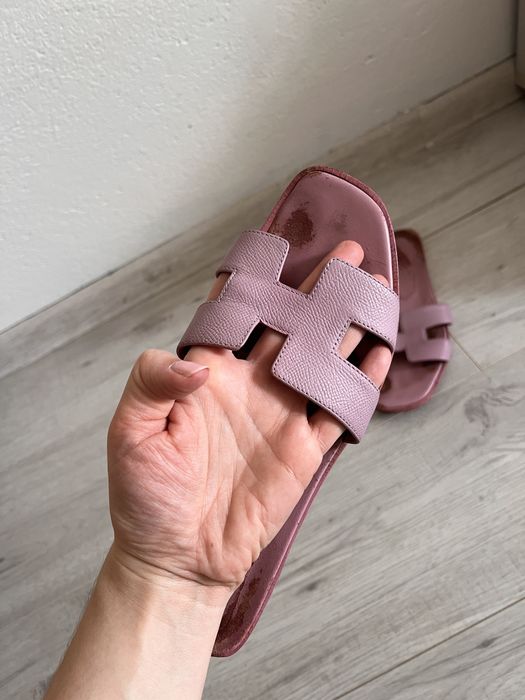 Klapki Hermes skorzane