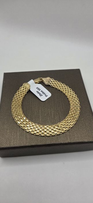 Szeroka bransoletka złota Bismarck pr 585 14K