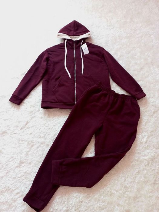 Костюм спортивний теплий штани кофта бордовий зимовий