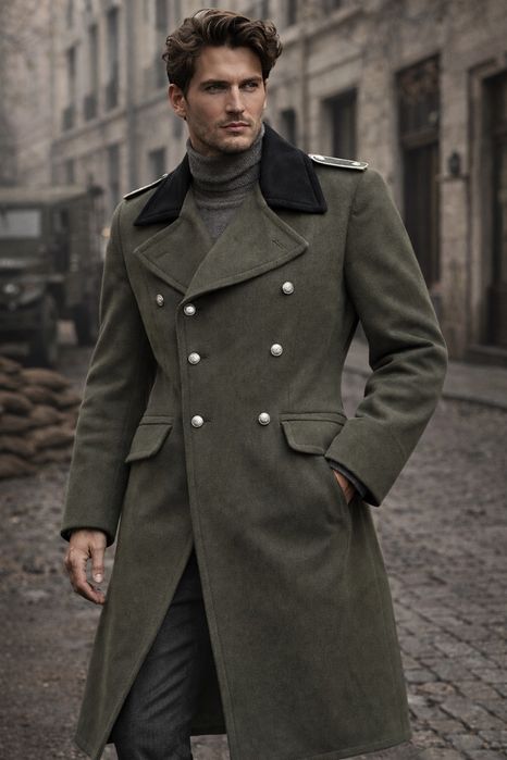 Vintage płaszcz męski  podoficerski Bundeswehr S M 50s 60s pagony