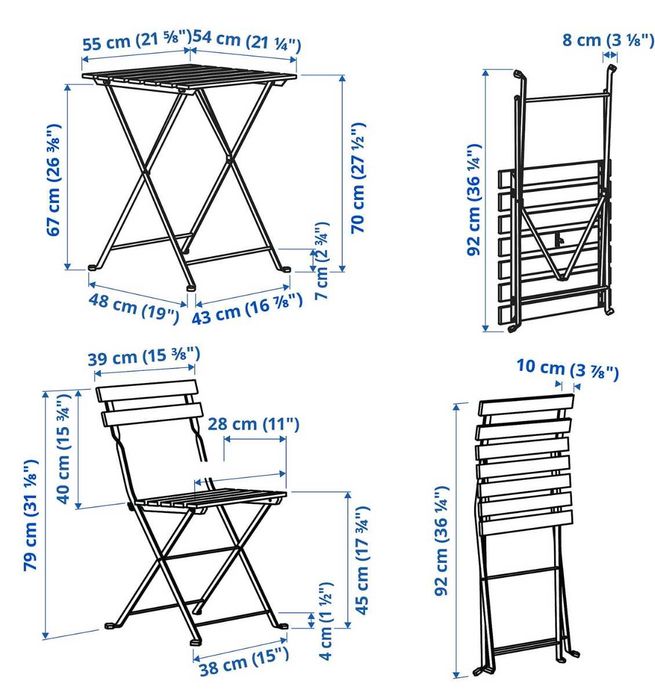 9 Conjuntos IKEA – Mesa com tampa acrílico + 2 Cadeiras exterior usados – Bom Estado