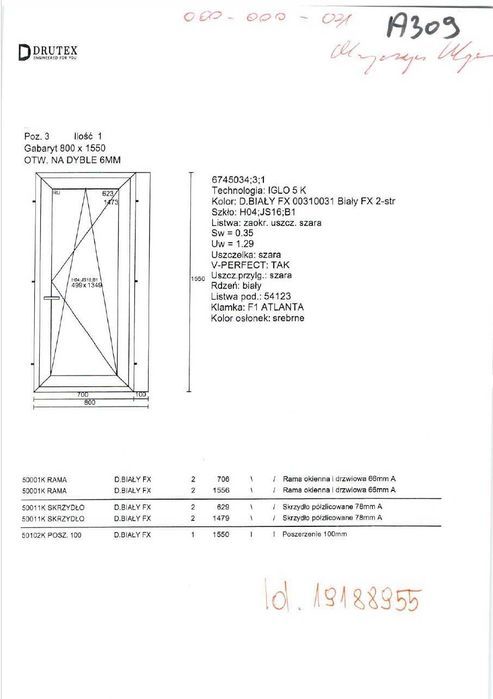 Okno DRUTEX Iglo 5 Classic –700x1550 –Outlet –Transport Gratis A309