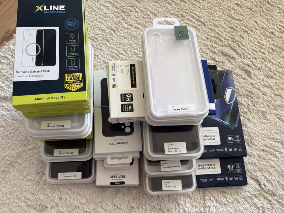 Etui i szklo hartowane PAKIET 29 szt. Iphone Samsung Motorola Xiaomi Realme Oppo