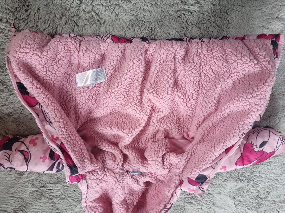 Gruba kurtka zimowa dziewczęca różowa muszka minnie disney rozmiar 92