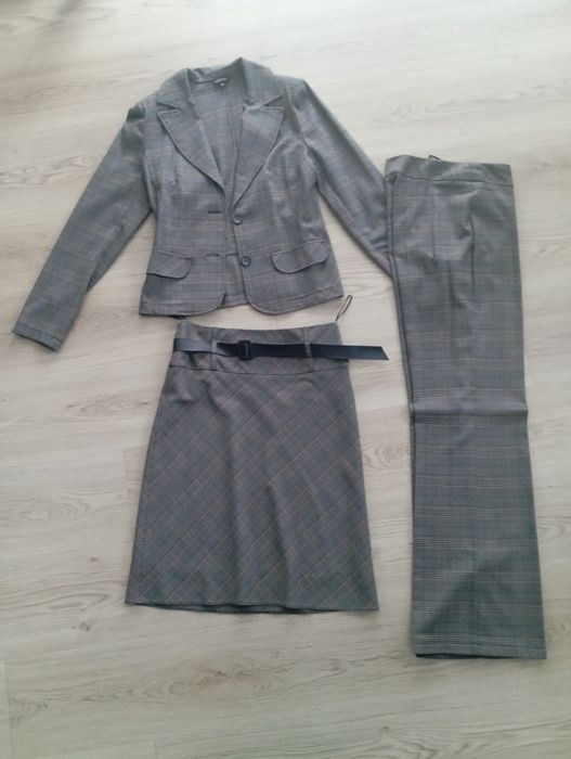 Garnitur w kratę damski komplet r.S