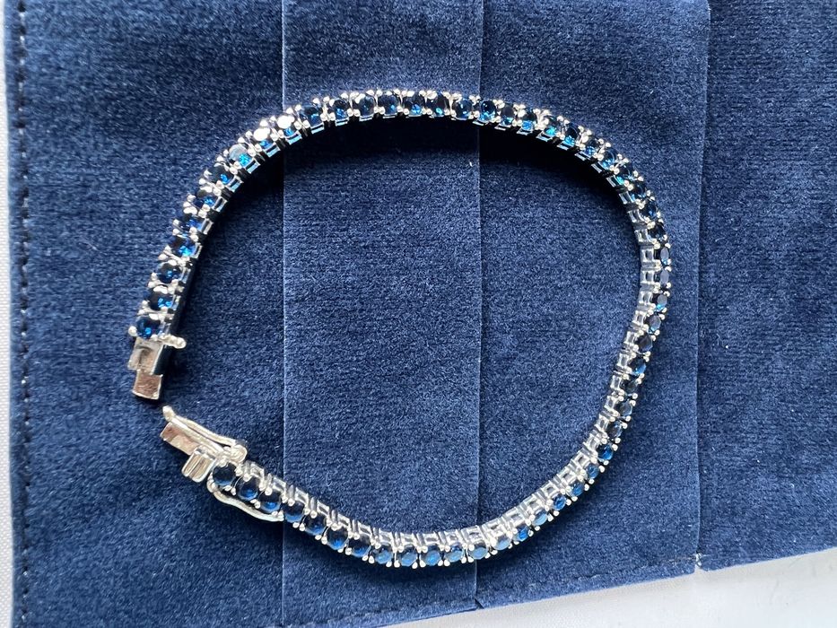 Pulseira Tennis Safiras Prata 925
