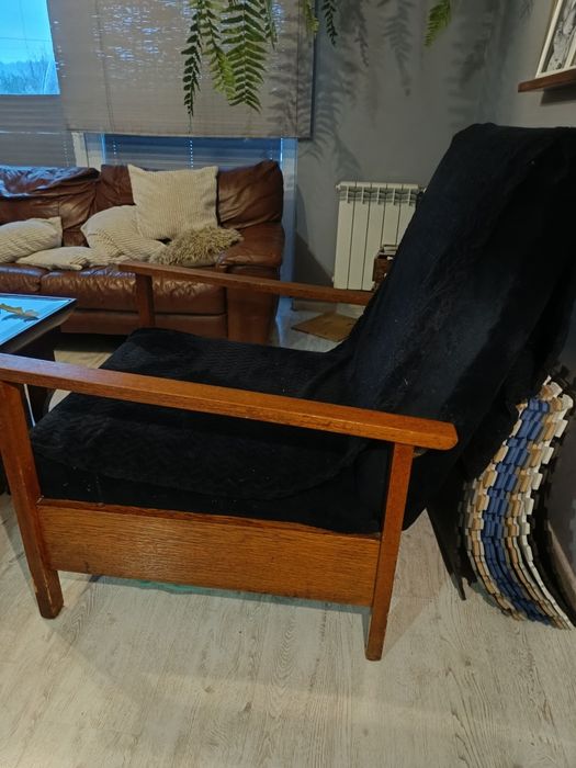 Fotel, krzesło, amerykanka, tapczan jednoosobowy PRL Retro  Vintage