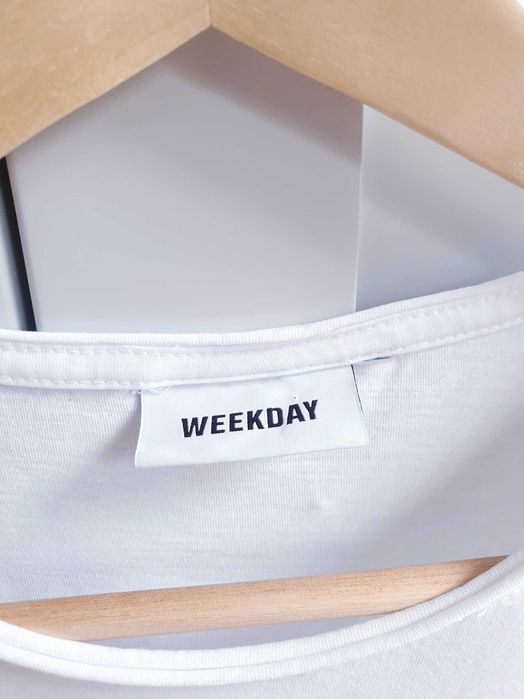 Biała koszulka t-shirt S 36 38 Weekday unisex