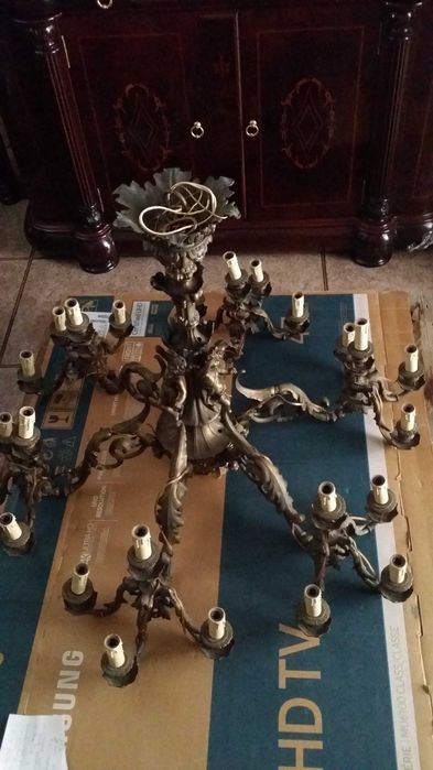 Lustre Candeeiro Bronze séc XIX - 24 lumes - Palacial Magnifico
