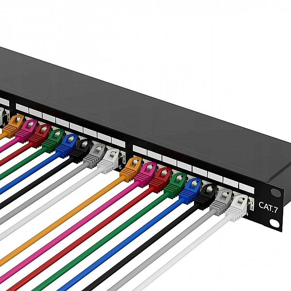 Panel Krosowy Patch Panel 24 Porty Cat7/10Gb Rack 19 Ekranowany Ftp Sw