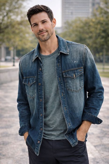 Kurtka koszula jeans męska M