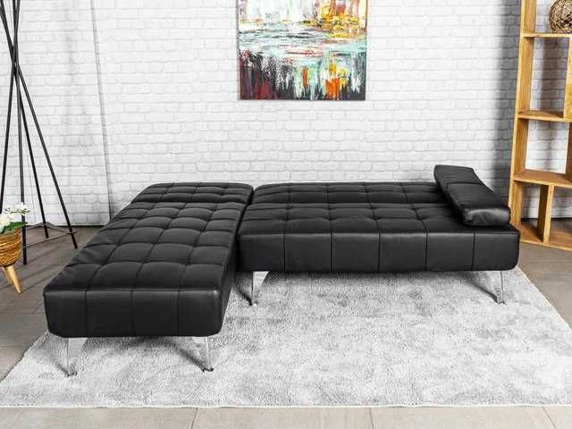 Sofá-cama preto com chaise longue  + entrega gratuita