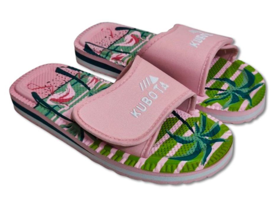 Piankowe klapki Kubota - Rzep Rozmiar 37 - Flamingi