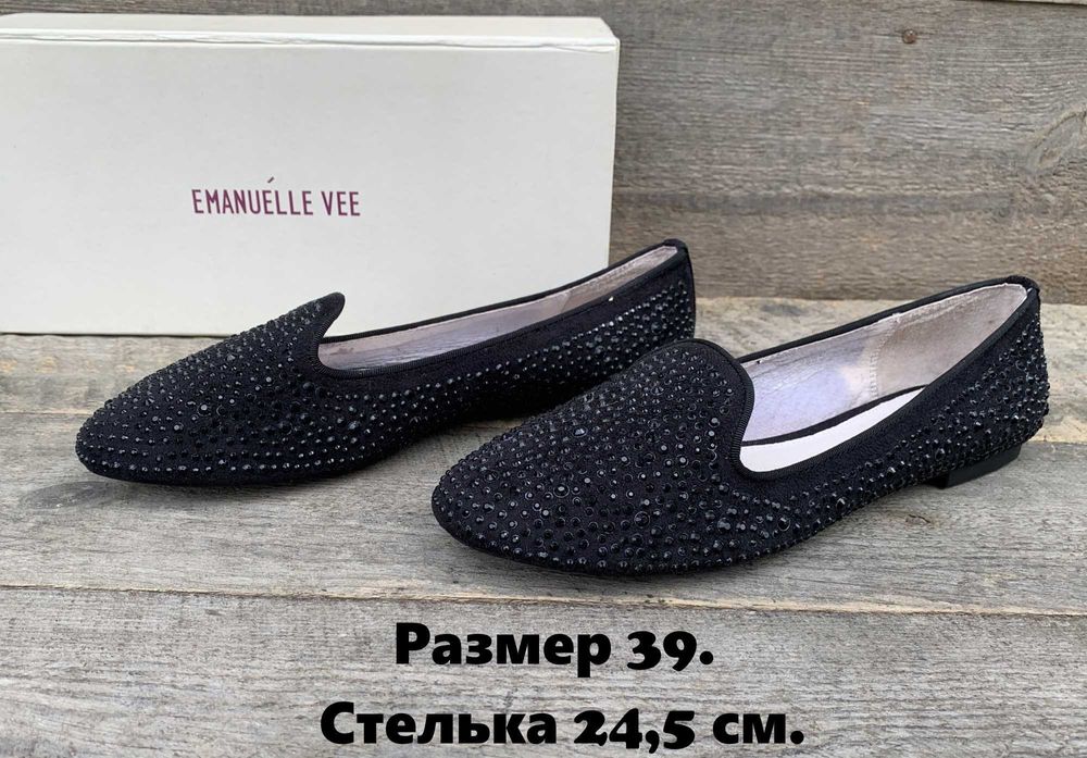 Emanuelle vee р 39 балетки пинетки чорні зі стразами