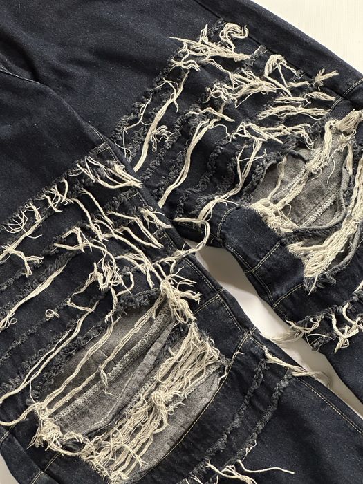 Джинсы рваные opium archive custom distressed синие кастом сині