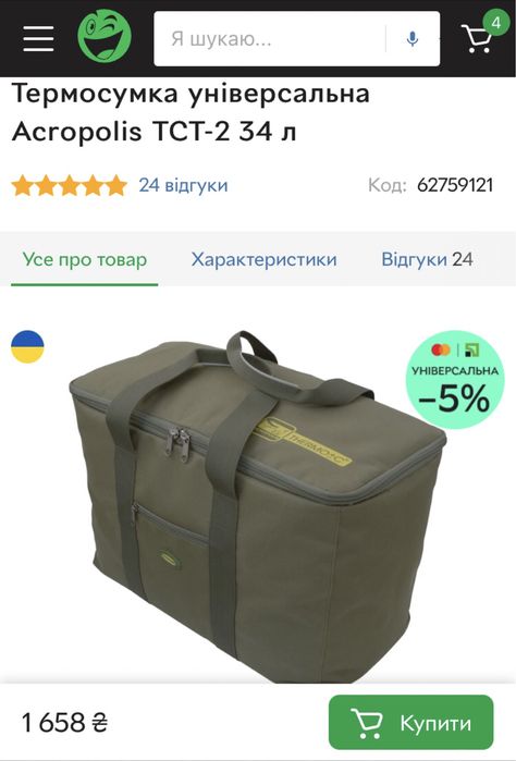 Термосумка для відпочинку Acropolis ТСТ-2 холод і тепло в одному місці