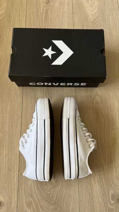 Converse białe platforma 36