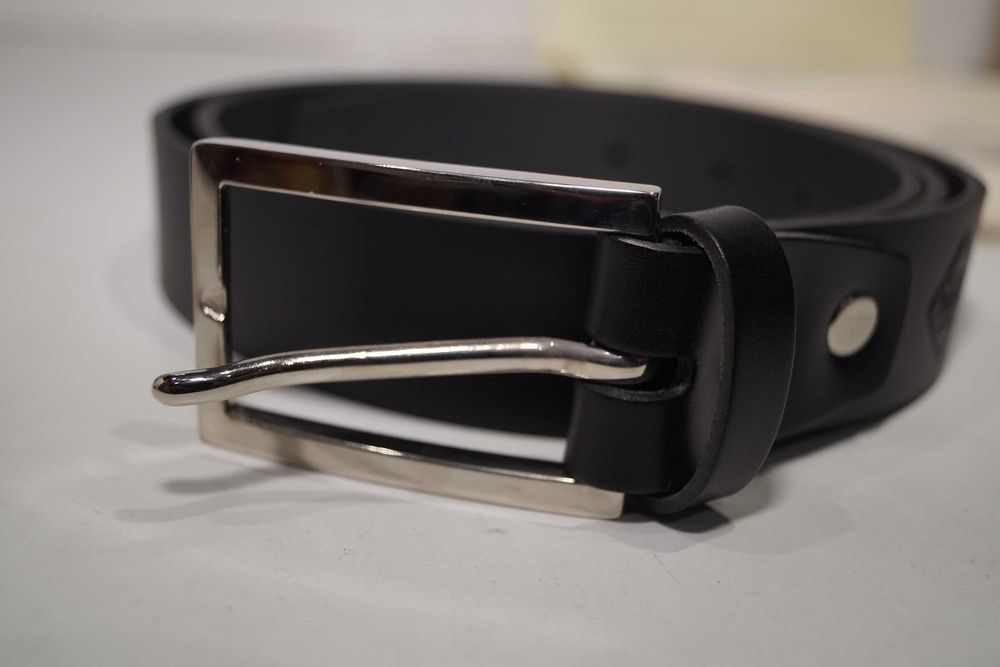 Pasęk męski skórzany czarny TLUSTY & Co. 115cm z naturalnej skóry